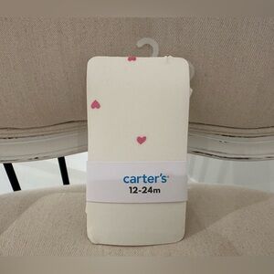 🦢 12~24 Mth Baby Ivory~Cream Pink Heart Print Tights NWT